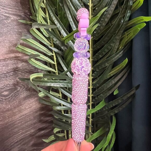 ๐๐โPurple Bow Bling Custom Beaded Pen with Fancy Double-Sided Purple Bow ๐๐ - Picture 4 of 7